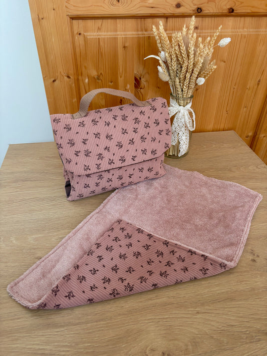 Pochette à langer nomade – Velours fleuri