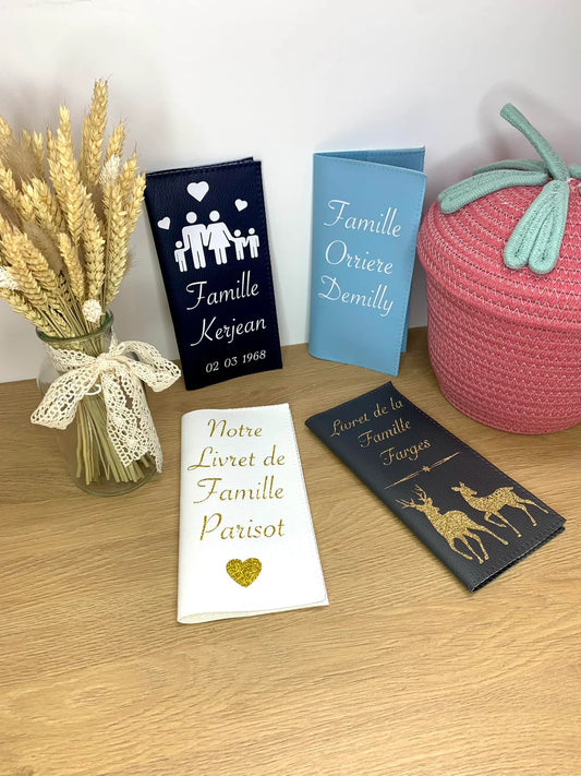 Protection livret de famille en simili cuir personnalisée