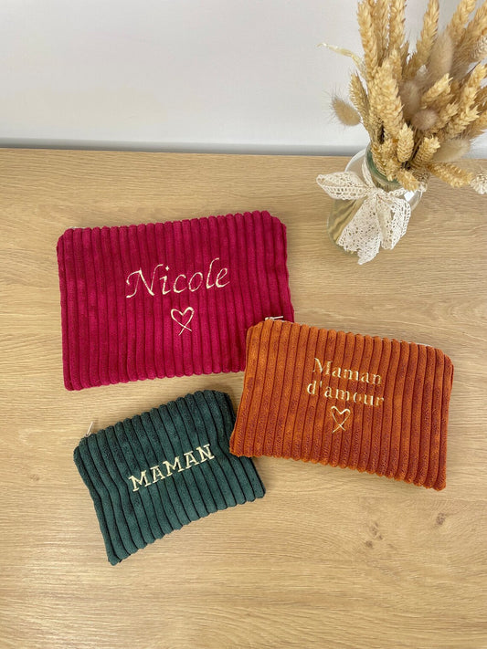 Pochette velours côtelé personnalisée