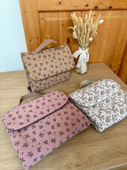 Pochette à langer nomade – Velours fleuri