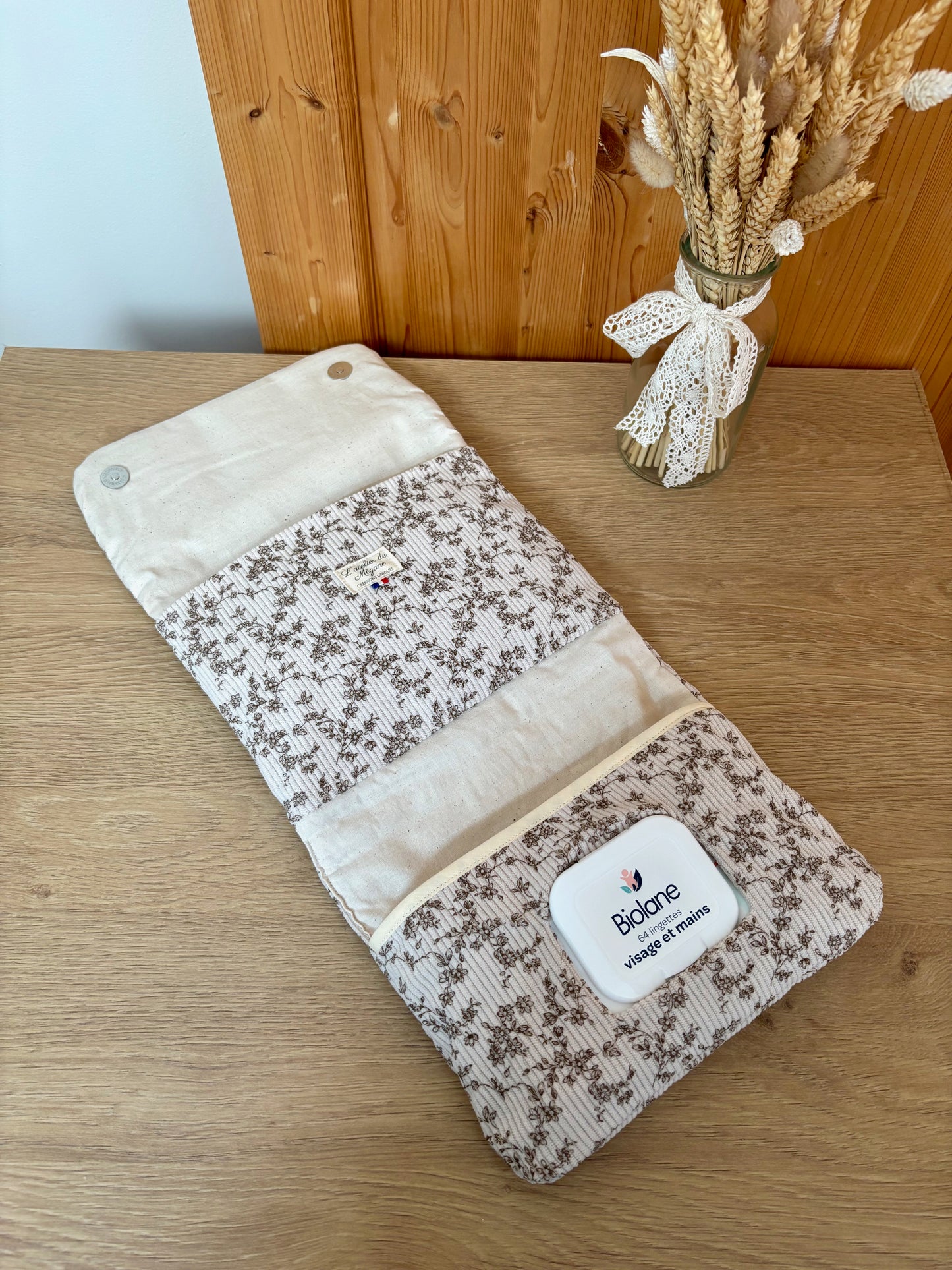 Pochette à langer nomade – Velours fleuri