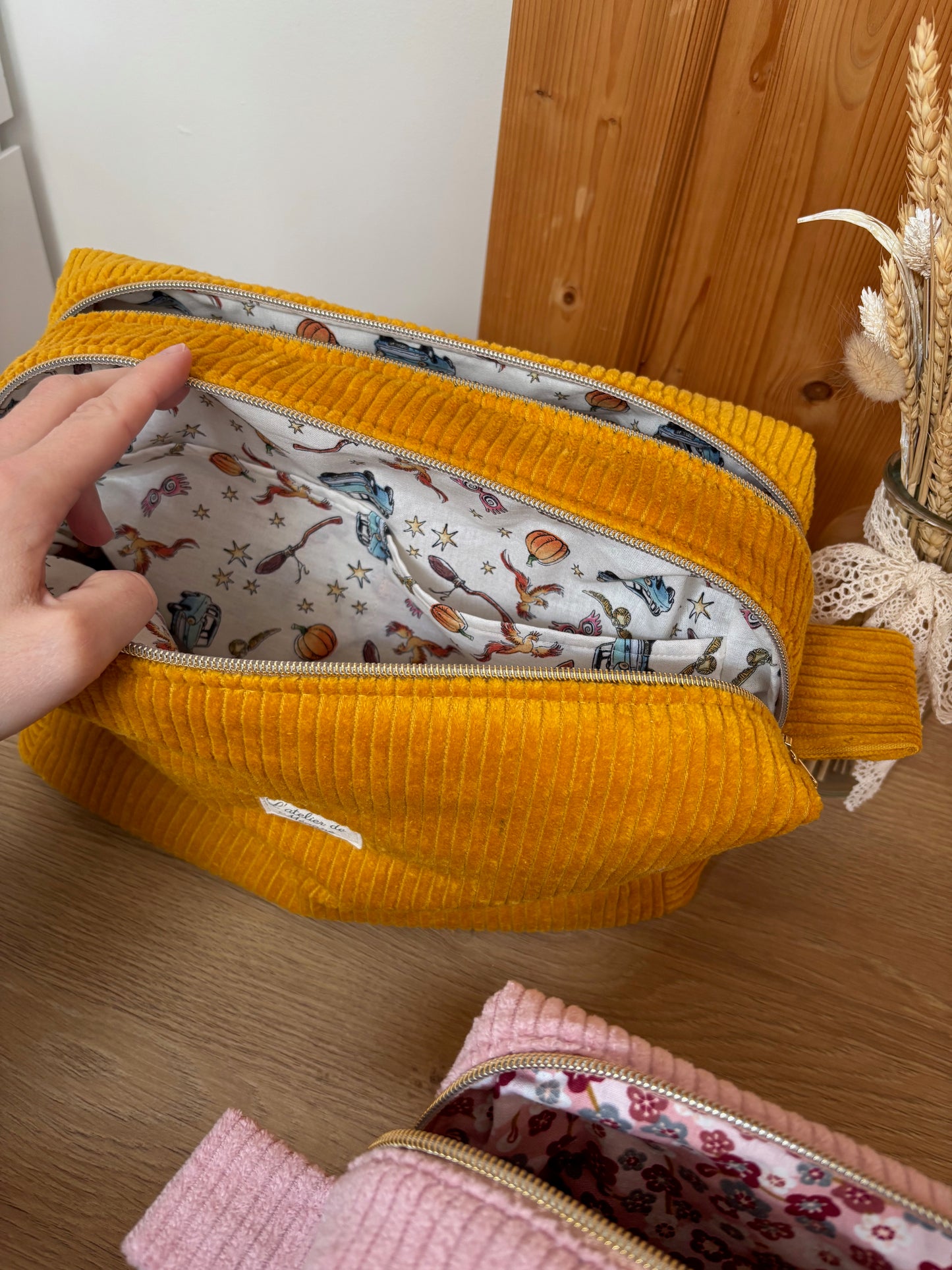 Trousse de toilette double vanity en velours personnalisable