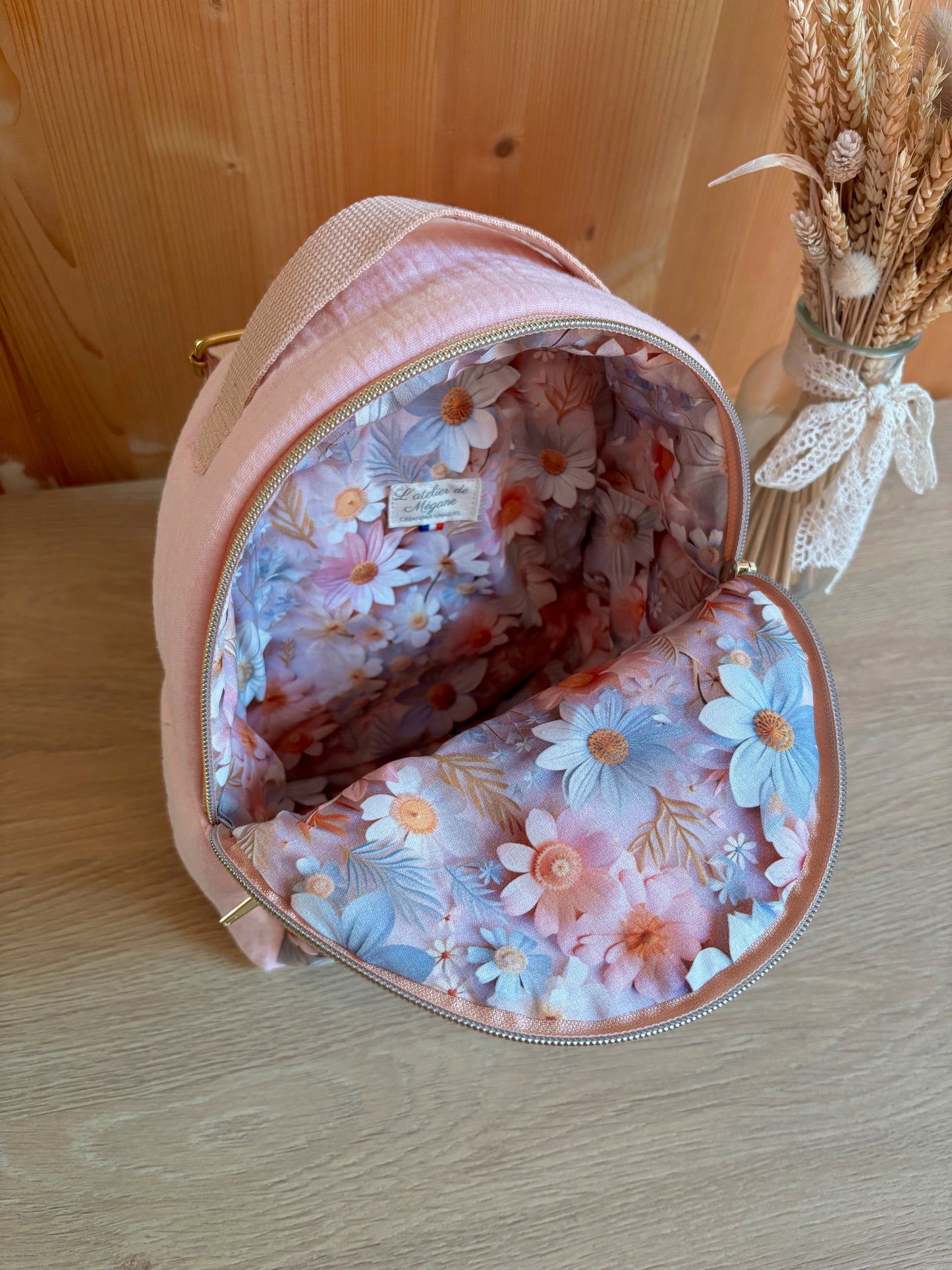 Sac à dos crèche personnalisé – Modèle mini sac Valentine en double gaze
