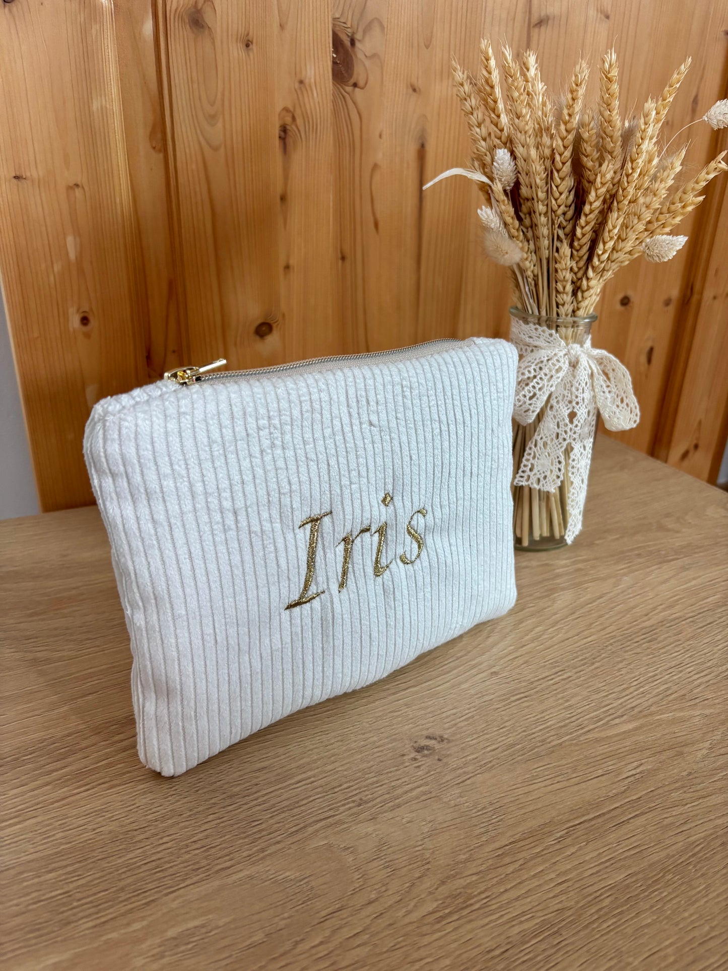 Pochette velours côtelé personnalisée