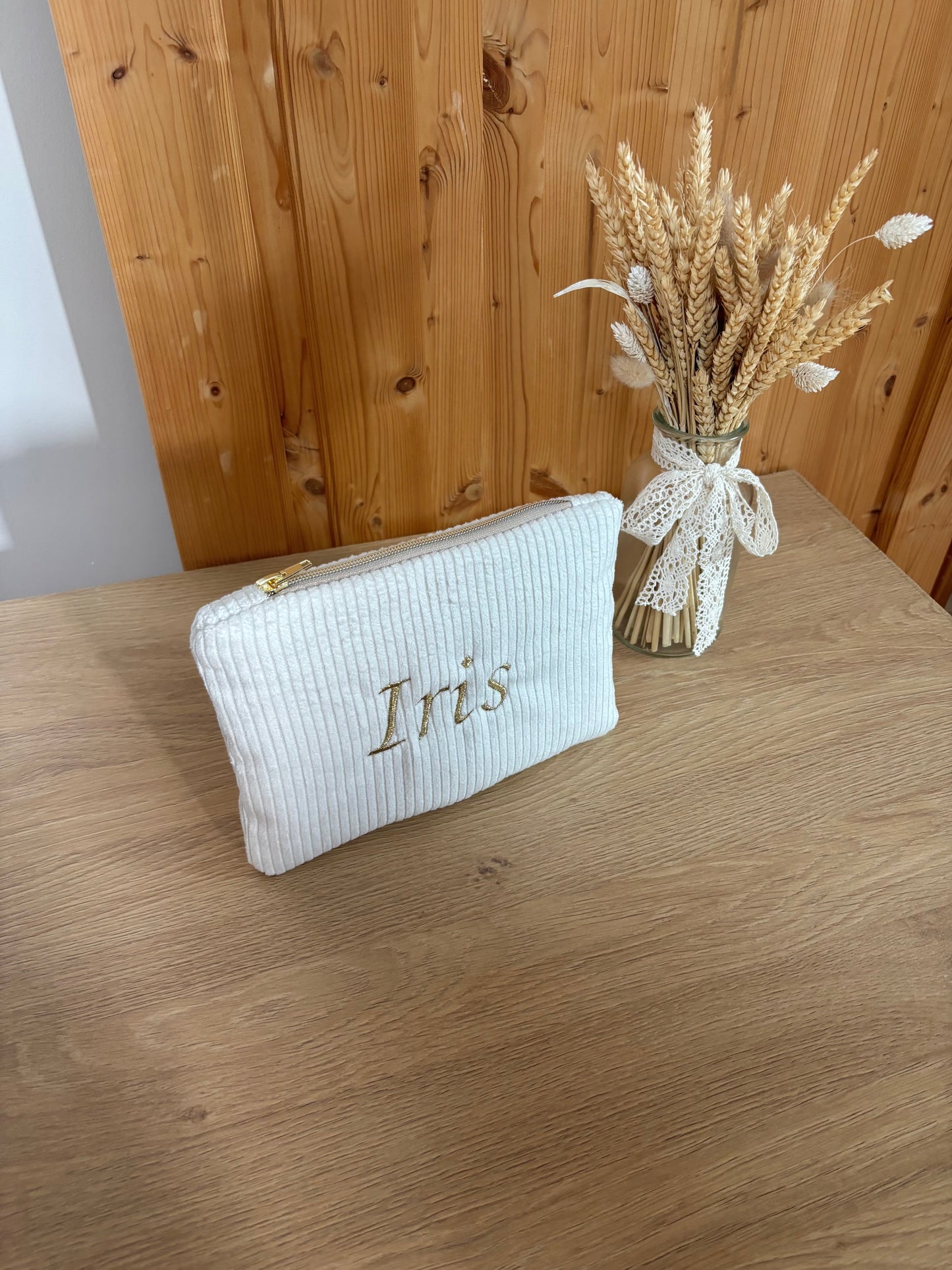 Pochette velours côtelé personnalisée