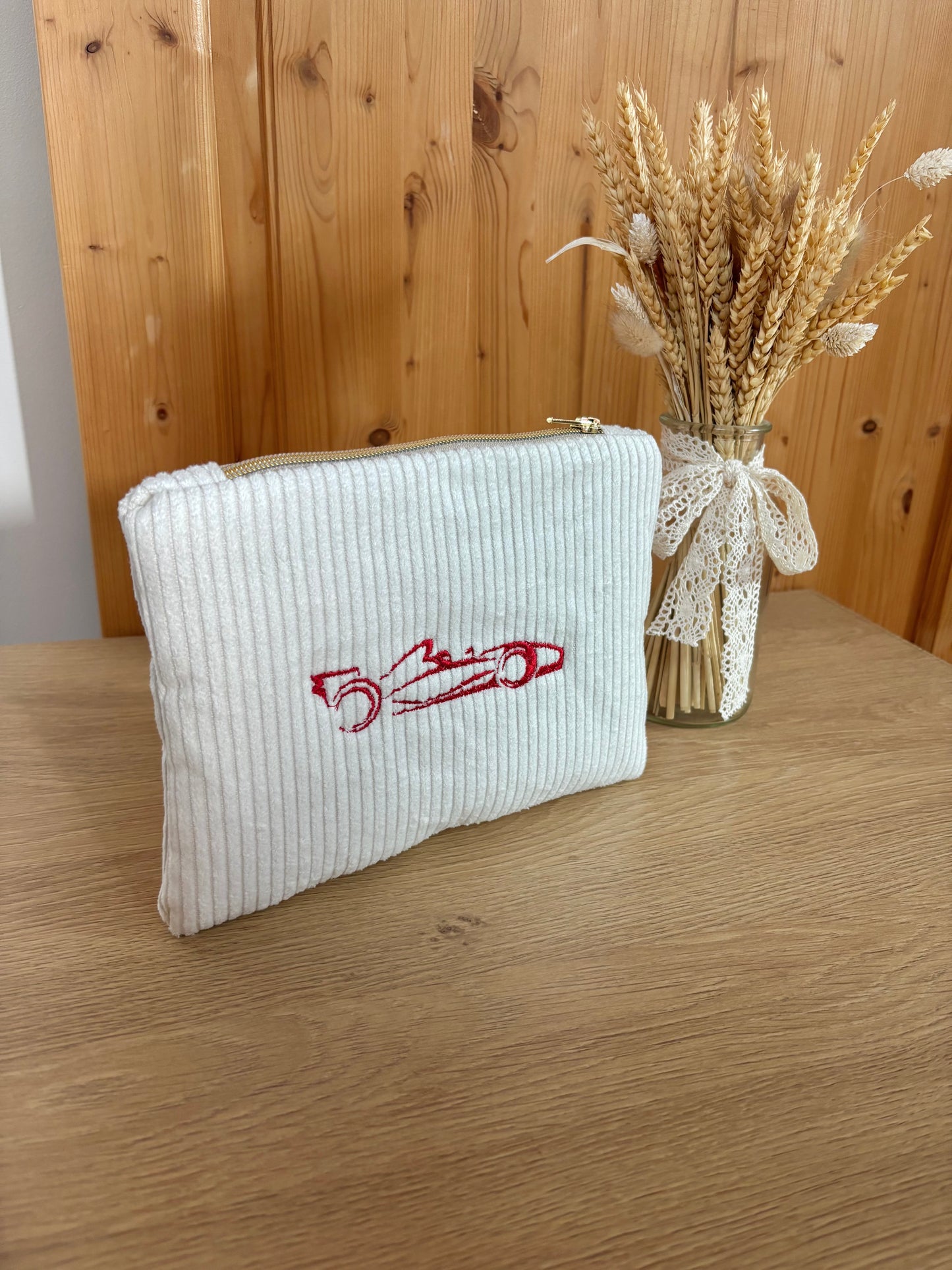 Pochette velours côtelé personnalisée