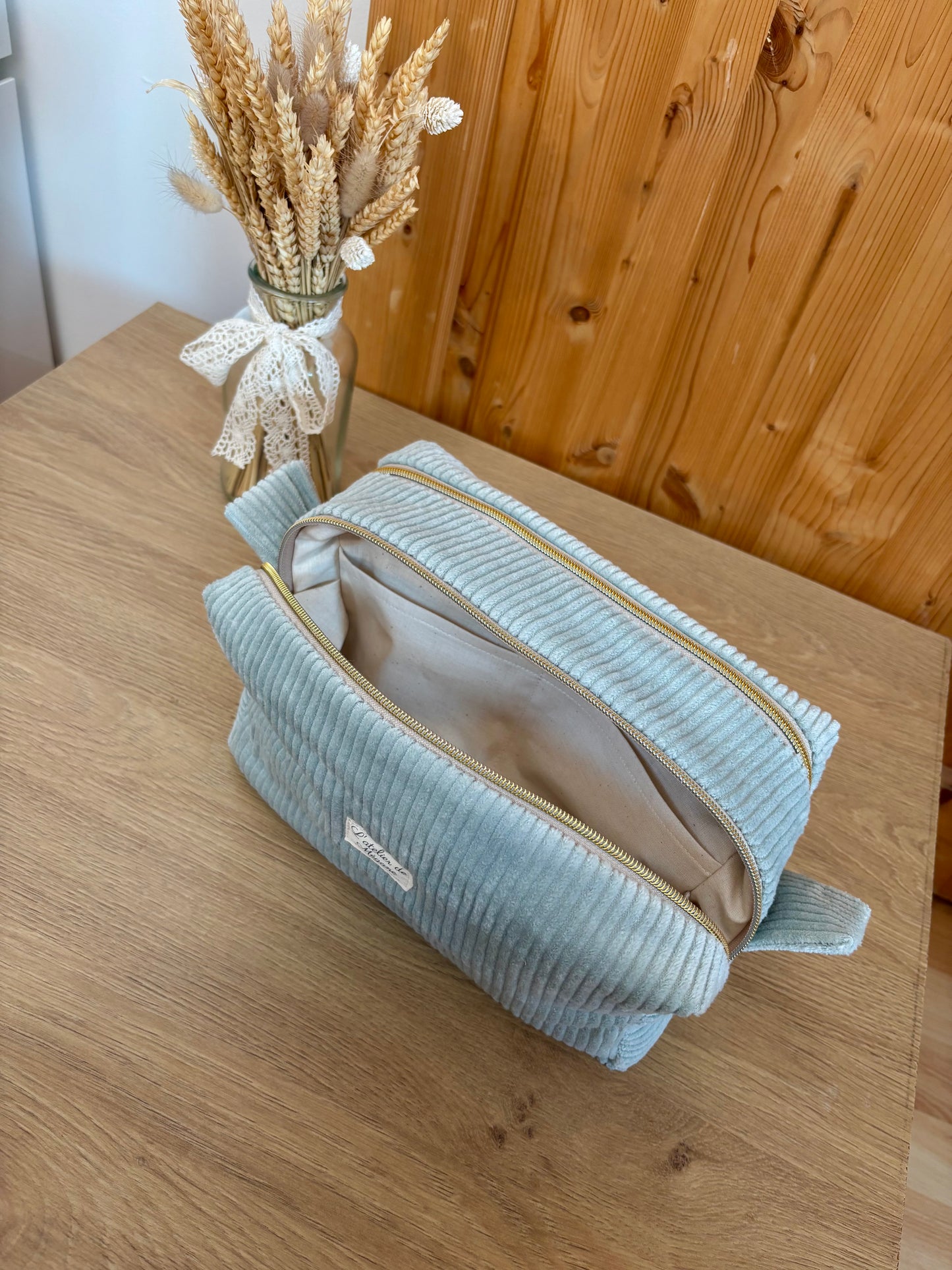 Trousse de toilette double vanity en velours personnalisable
