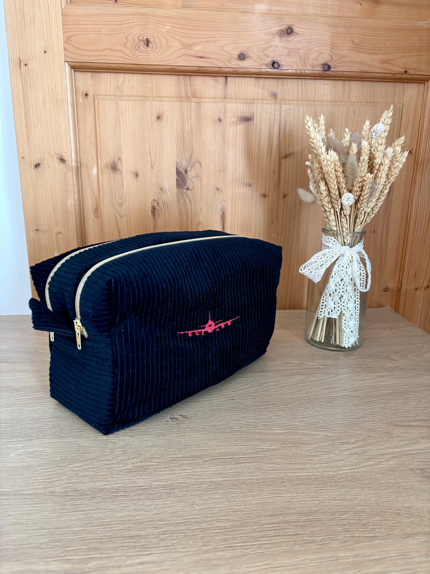 Trousse de toilette double vanity en velours personnalisable