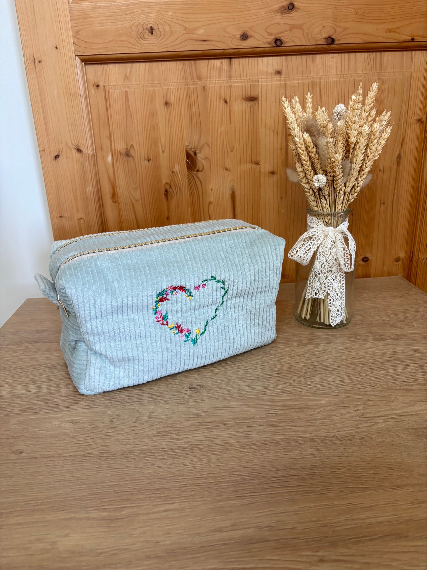 Trousse de toilette double vanity en velours personnalisable