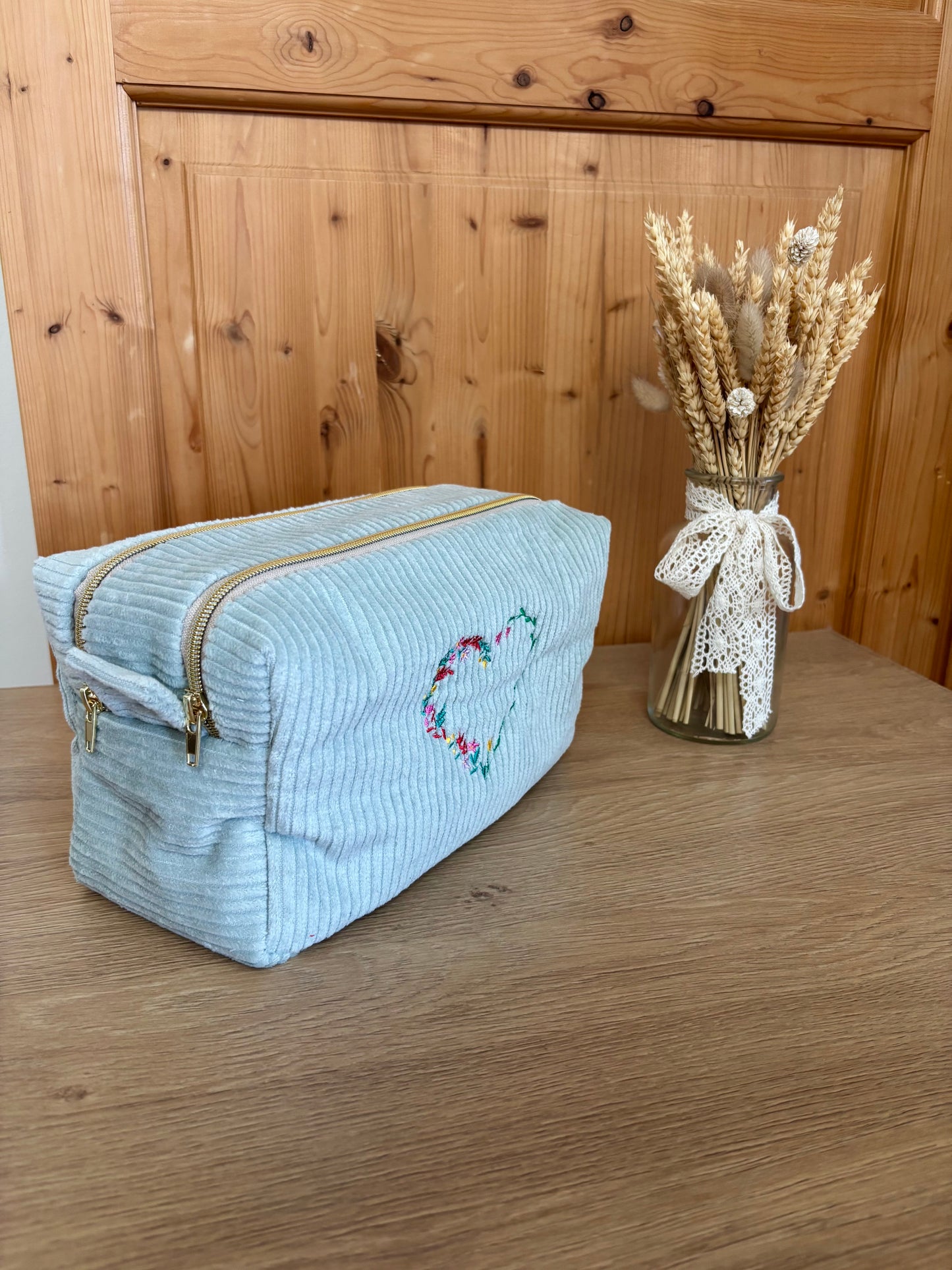 Trousse de toilette double vanity en velours personnalisable
