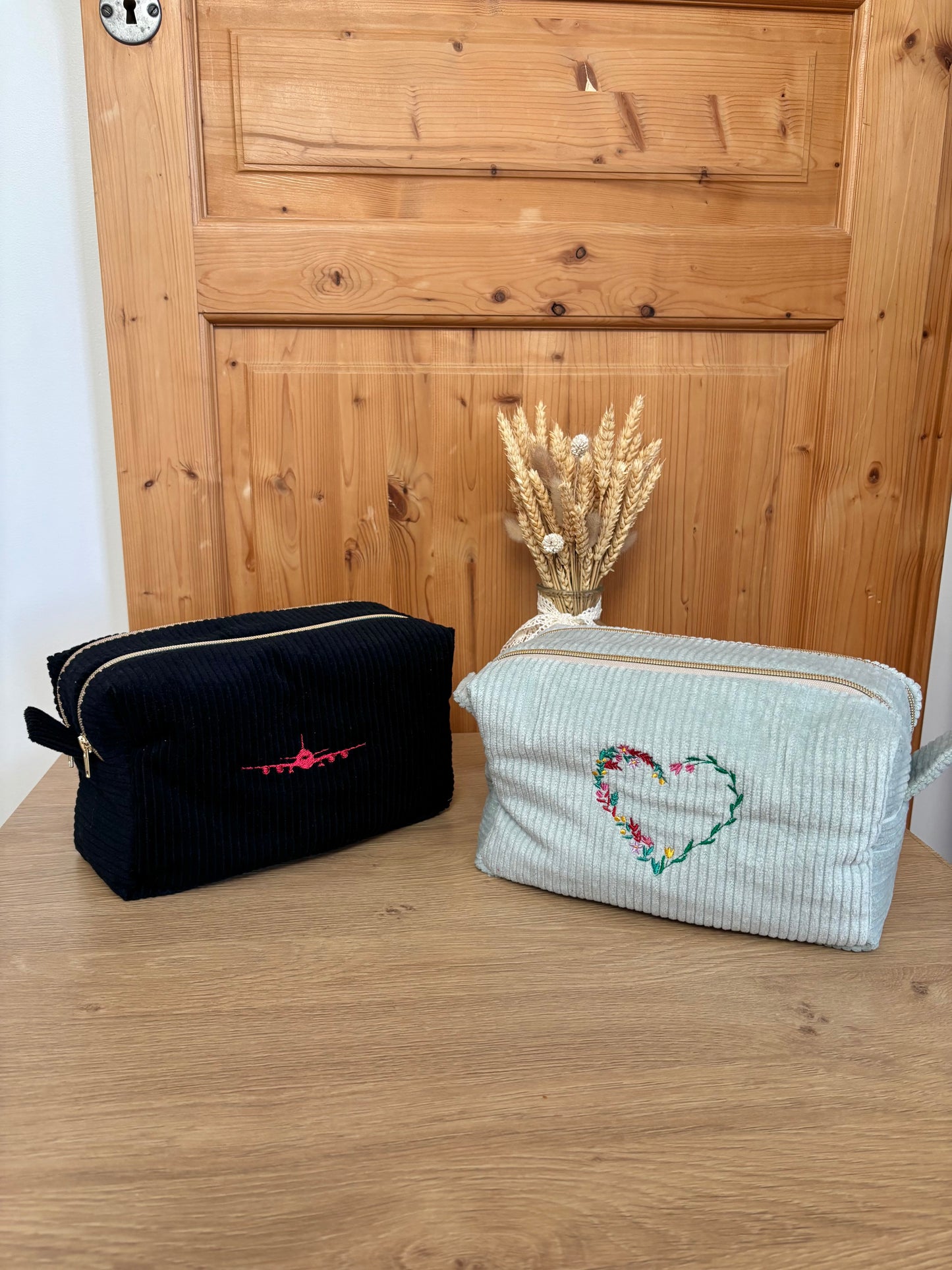 Trousse de toilette double vanity en velours personnalisable